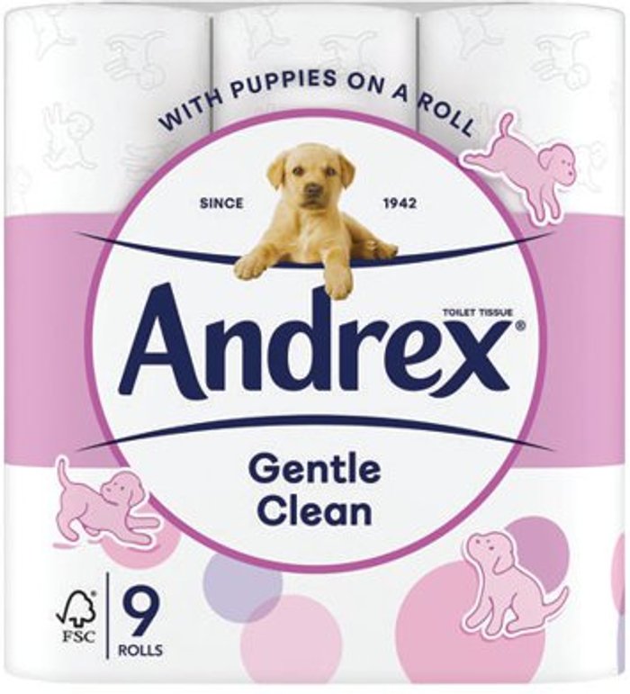 Office Monster | Andrex Andrex 3-Ply Toilet Roll Puppies On A Roll White (Pack of 9) 1102053 Andrex Andrex 3-Ply Toilet Roll Puppies On A Roll White (Pack of 9) 1102053
