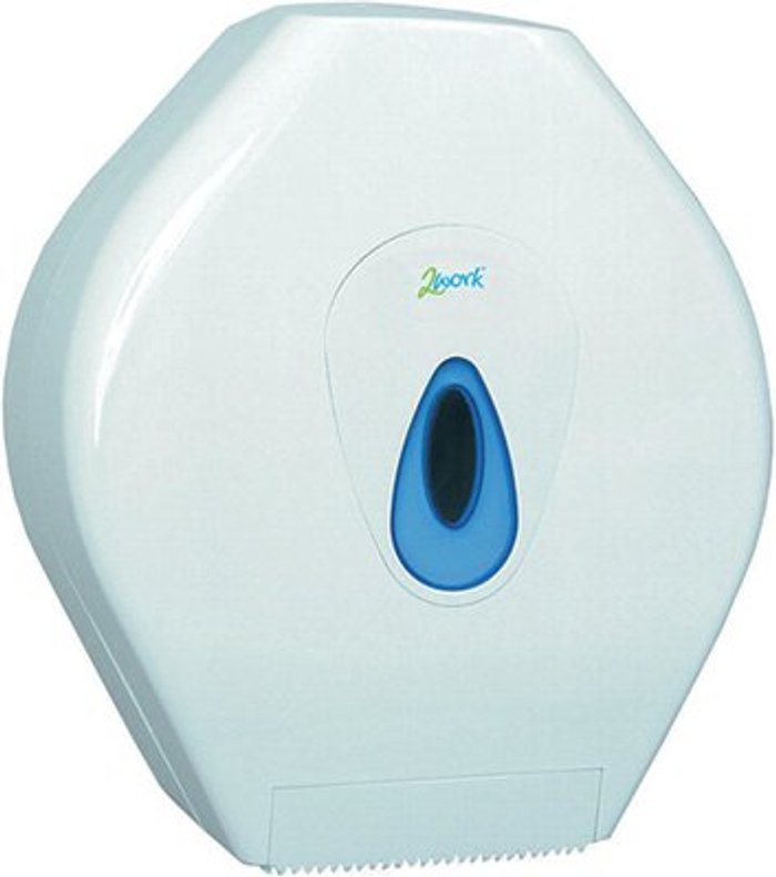 Office Monster | 2Work 2Work Mini Jumbo Toilet Roll Dispenser White CT34014 2Work 2Work Mini Jumbo Toilet Roll Dispenser White CT34014