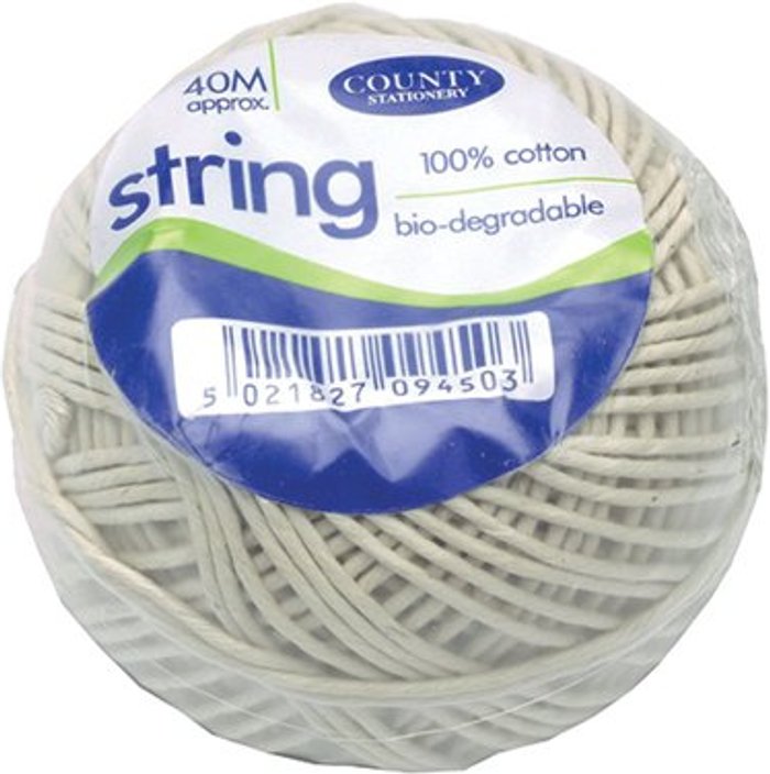 Office Monster | County Cotton String Ball Medium 40m Biodegradable (Pack of 12) C172 County Cotton String Ball Medium 40m Biodegradable (Pack of 12) C172