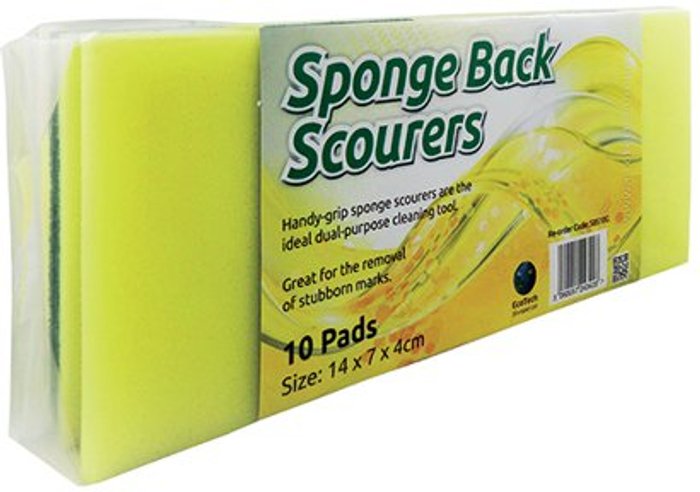 Office Monster | Bentley Sponge Back Scourer 140x70x40mm (Pack of 10) SBS100G Bentley Sponge Back Scourer 140x70x40mm (Pack of 10) SBS100G