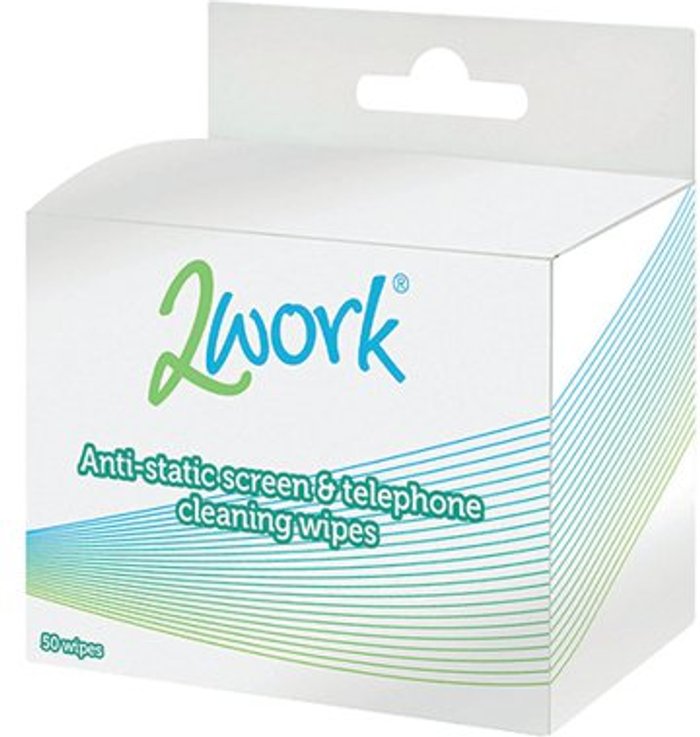 Office Monster | 2Work 2Work Anti-Static Screen and Telephone Wipes (Pack of 50) DB50342 2Work 2Work Anti-Static Screen and Telephone Wipes (Pack of 50) DB50342