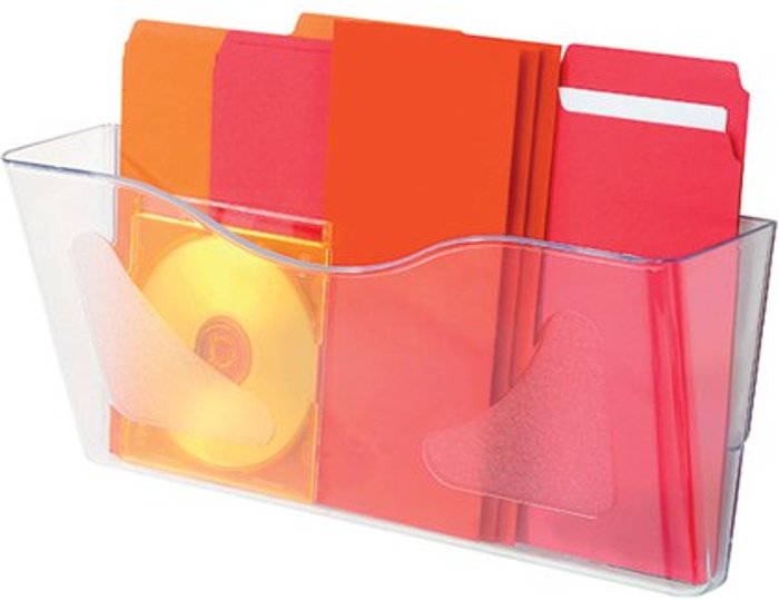 Office Monster | Deflecto Deflecto SteriTouch Wall Pocket Landscape Clear CP074STCRY Deflecto Deflecto SteriTouch Wall Pocket Landscape Clear CP074STCRY