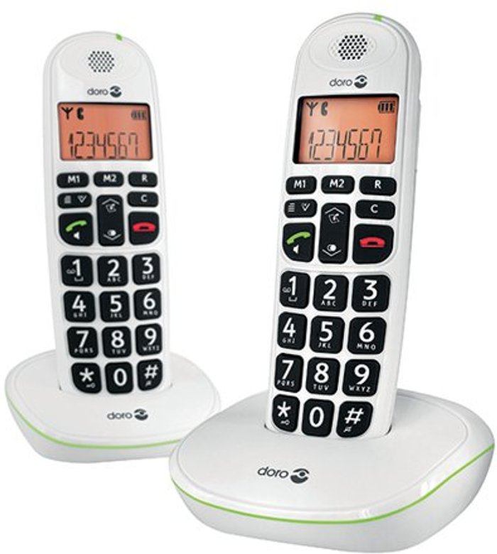 Office Monster | Doro Doro DECT Cordless Telephone Big Button White Twin Pack PHONEEASY 100WD Doro Doro DECT Cordless Telephone Big Button White Twin Pack PHONEEASY 100WD