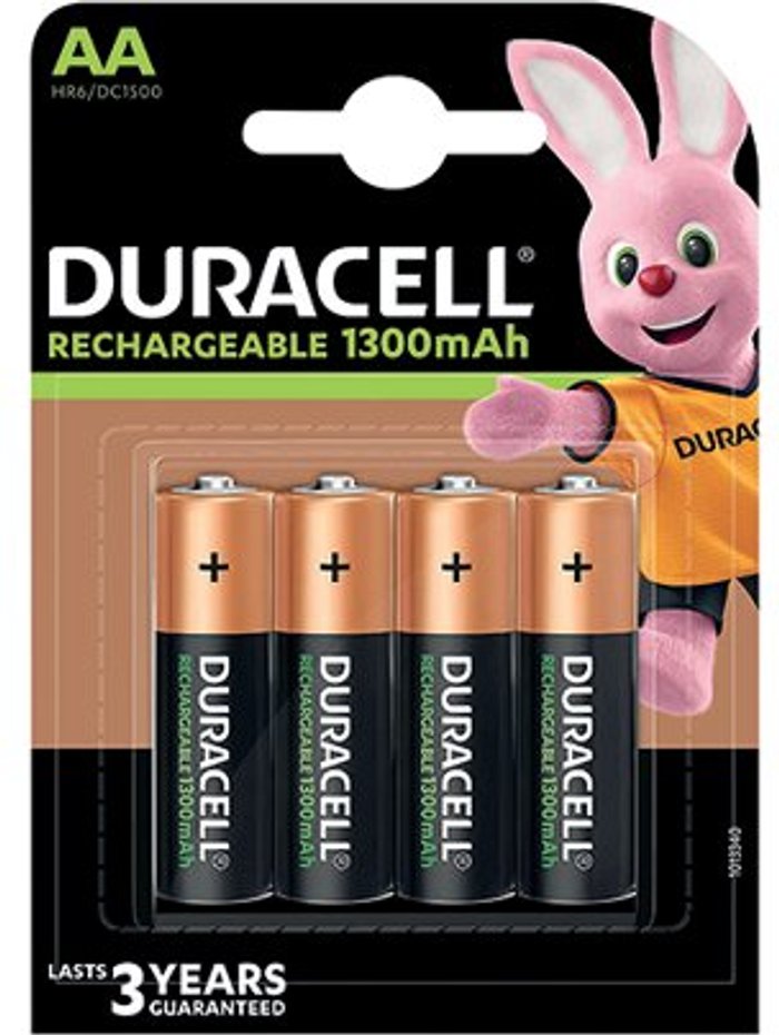 Office Monster | Duracell DURACELL AA NiMH Rechargeable Batteries - Pack of 4 Duracell DURACELL AA NiMH Rechargeable Batteries - Pack of 4
