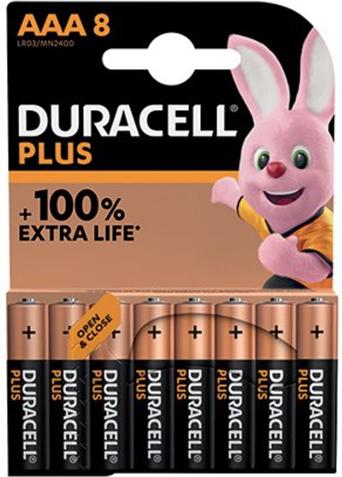 Office Monster | Duracell DURACELL Plus AAA Alkaline Batteries - Pack of 8 Duracell DURACELL Plus AAA Alkaline Batteries - Pack of 8