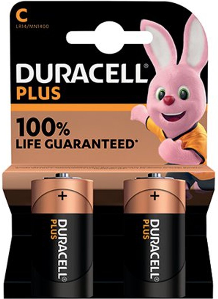 Office Monster | Duracell DURACELL Plus C Alkaline Batteries - Pack of 2 Duracell DURACELL Plus C Alkaline Batteries - Pack of 2