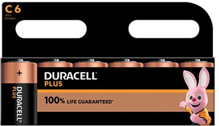 Office Monster | Duracell Plus Duracell Plus C Battery Alkaline 100% Life (Pack of 6) 5009814 Duracell Plus Duracell Plus C Battery Alkaline 100% Life (Pack of 6) 5009814
