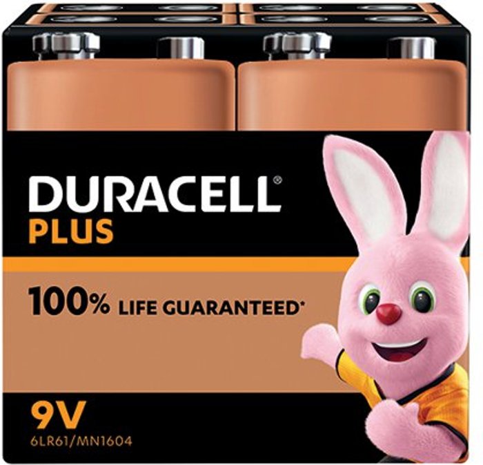 Office Monster | Duracell Duracell Plus 9V Batteries - 4 Pack Duracell Duracell Plus 9V Batteries - 4 Pack