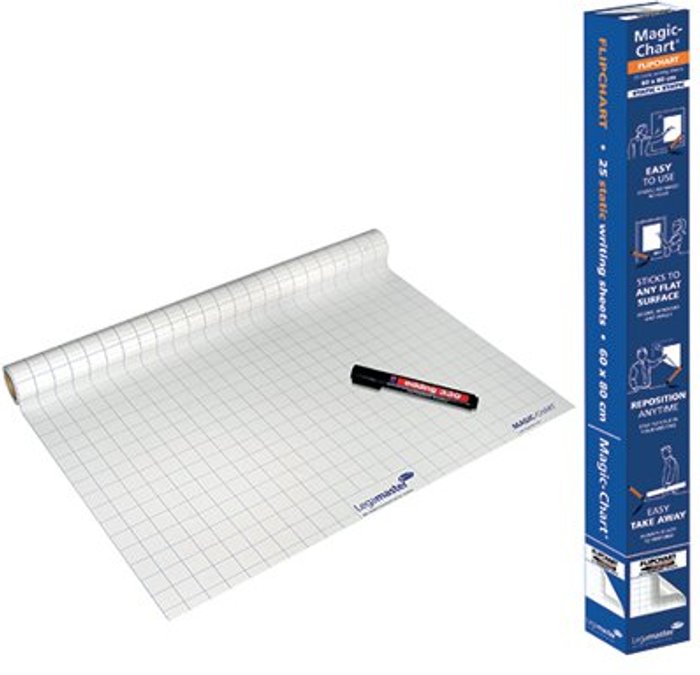 Office Monster | Legamaster Legamaster Magic Chart Gridded Roll White 600x800mm 1590-00 Legamaster Legamaster Magic Chart Gridded Roll White 600x800mm 1590-00