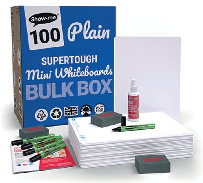 Office Monster | Show-me Show-me SUPERTOUGH Drywipe Board A4 Plain (Pack of 302) B/SRP Show-me Show-me SUPERTOUGH Drywipe Board A4 Plain (Pack of 302) B/SRP