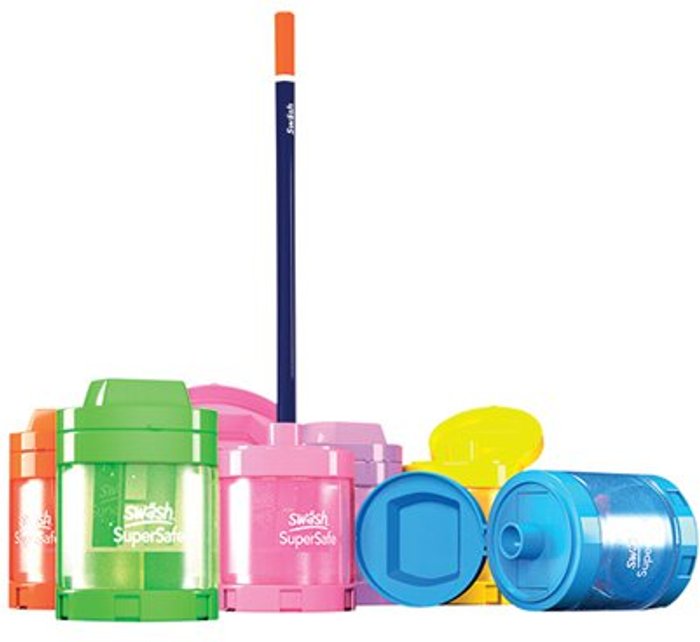 Office Monster | Swash Swash Canister Pencil Sharpener Assorted (Pack of 12) SDPS112PP Swash Swash Canister Pencil Sharpener Assorted (Pack of 12) SDPS112PP