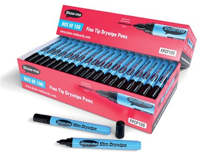 Office Monster | Show-me Show-me Drywipe Marker Fine Tip Black (Pack of 100) FPCP100 Show-me Show-me Drywipe Marker Fine Tip Black (Pack of 100) FPCP100