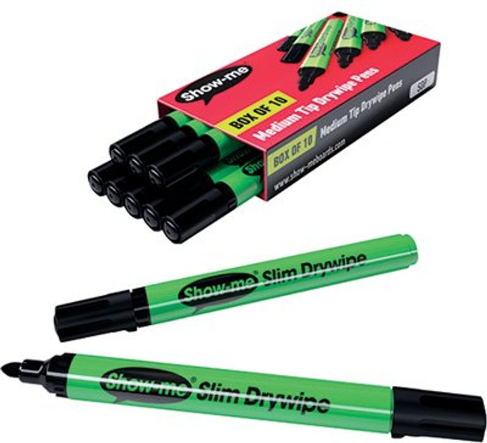 Office Monster | Show-me Show-me Drywipe Marker Medium Tip Black (Pack of 10) SDP Show-me Show-me Drywipe Marker Medium Tip Black (Pack of 10) SDP