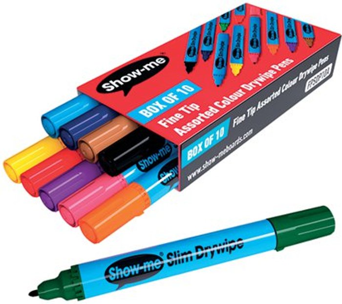 Office Monster | Show-me Show-me Drywipe Marker Fine Tip Assorted (Pack of 10) FSDP10A Show-me Show-me Drywipe Marker Fine Tip Assorted (Pack of 10) FSDP10A