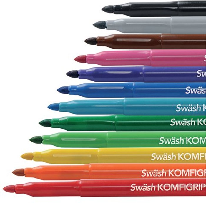 Office Monster | Swash Swash KOMFIGRIP Colouring Pen Broad Tip Assorted (Pack of 12) TW12BD Swash Swash KOMFIGRIP Colouring Pen Broad Tip Assorted (Pack of 12) TW12BD