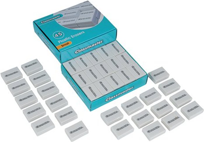Office Monster | Classmaster Classmaster Plastic Eraser White (Pack of 45) PES45 Classmaster Classmaster Plastic Eraser White (Pack of 45) PES45