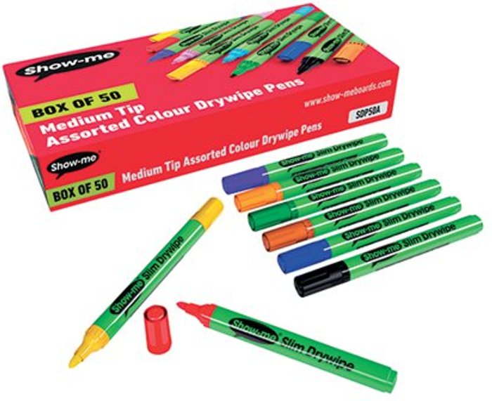 Office Monster | Show-me Show-me Drywipe Marker Medium Tip Assorted (Pack of 50) SDP50A Show-me Show-me Drywipe Marker Medium Tip Assorted (Pack of 50) SDP50A