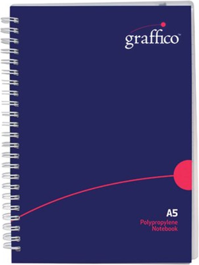 Office Monster | Graffico Graffico Polypropylene Wirebound Notebook 140 Pages A5 EN08822 Graffico Graffico Polypropylene Wirebound Notebook 140 Pages A5 EN08822