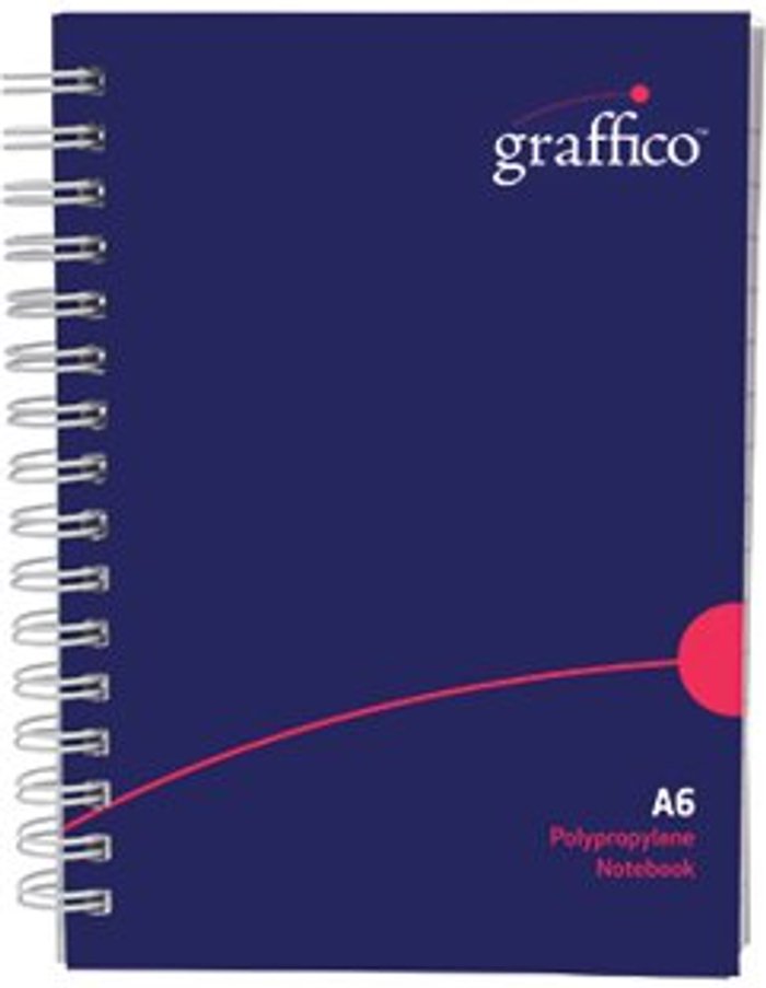 Office Monster | Graffico Graffico Polypropylene Wirebound Notebook 140 Pages A6 EN08826 Graffico Graffico Polypropylene Wirebound Notebook 140 Pages A6 EN08826