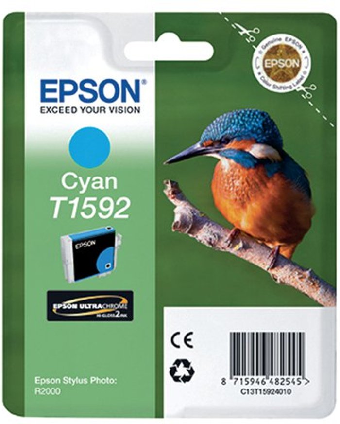 Office Monster | Epson Epson T1592 Ink Cartridge Ultra Chrome 2 Kingfisher Cyan C13T15924010 Epson Epson T1592 Ink Cartridge Ultra Chrome 2 Kingfisher Cyan C13T15924010