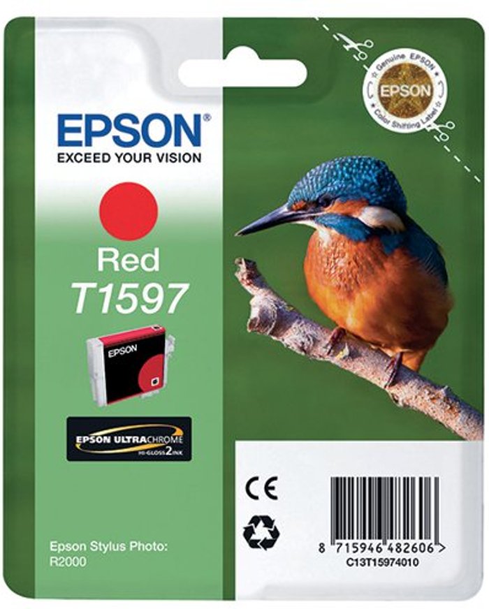 Office Monster | Epson Epson T1597 Ink Cartridge Ultra Chrome 2 Kingfisher Red C13T15974010 Epson Epson T1597 Ink Cartridge Ultra Chrome 2 Kingfisher Red C13T15974010
