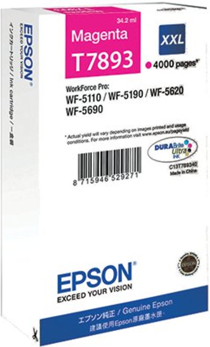 Office Monster | Epson Epson T7892 Magenta Extra High Yield Inkjet Cartridge C13T789340 / T7893 Epson Epson T7892 Magenta Extra High Yield Inkjet Cartridge C13T789340 / T7893