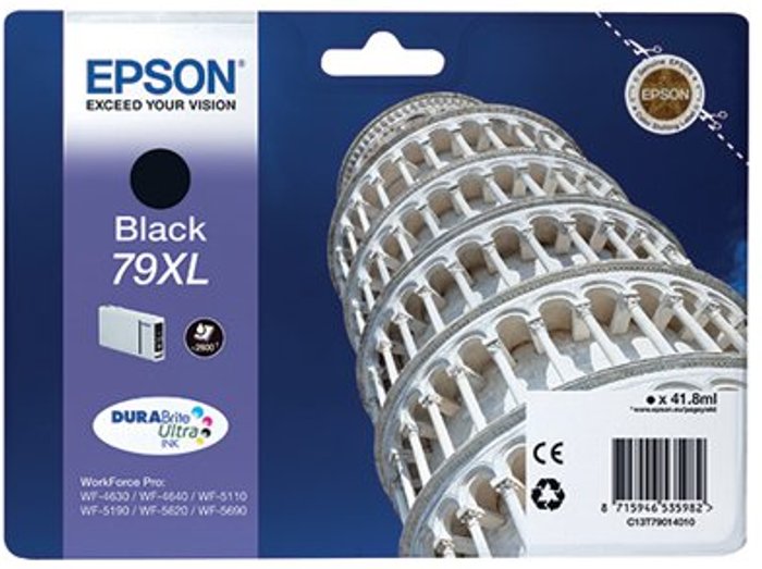 Office Monster | Epson Epson 79XL Ink Cartridge DURABrite Ultra Ink High Yield Tower of Pisa Black C13T79014010 Epson Epson 79XL Ink Cartridge DURABrite Ultra Ink High Yield Tower of Pisa Black C13T79014010