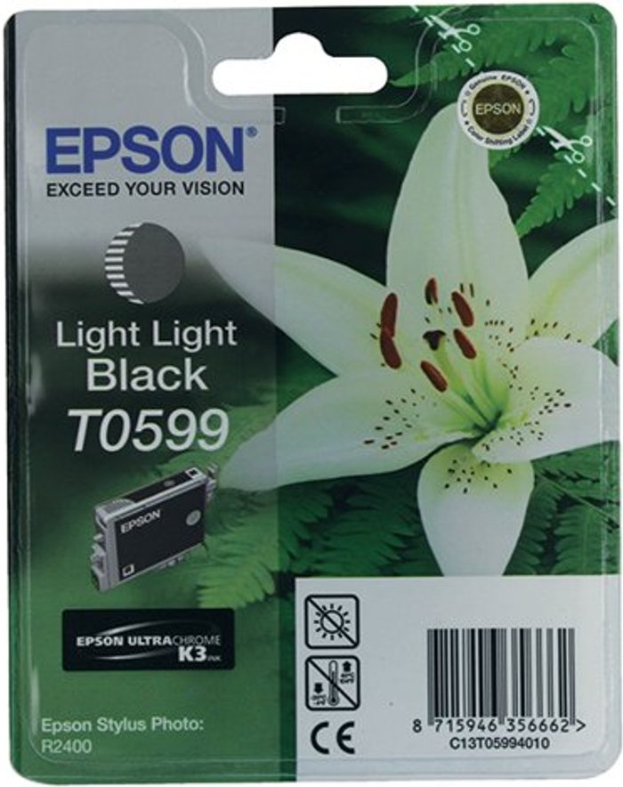 Office Monster | Epson Epson T0599 Ink Cartridge Ultra Chrome K3 Lily Light Light Black C13T05994010 Epson Epson T0599 Ink Cartridge Ultra Chrome K3 Lily Light Light Black C13T05994010