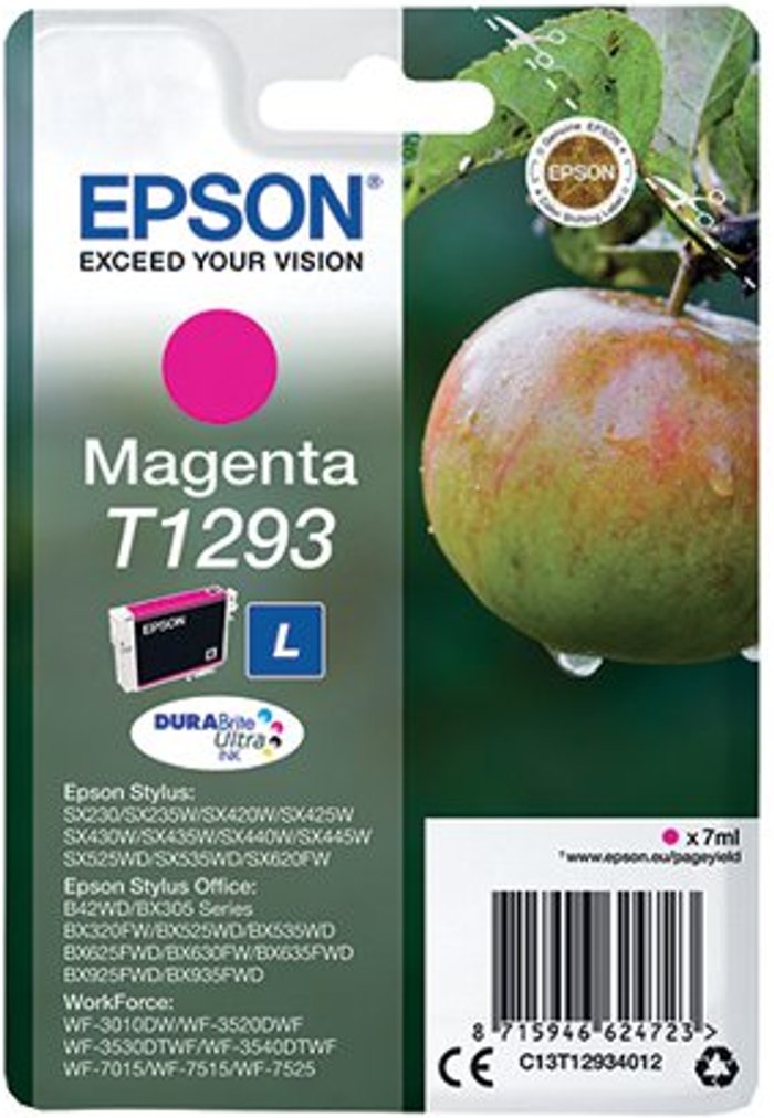 Office Monster | Epson Epson T1293 Ink Cartridge DURABrite Ultra High Yield Apple Magenta C13T12934012 Epson Epson T1293 Ink Cartridge DURABrite Ultra High Yield Apple Magenta C13T12934012