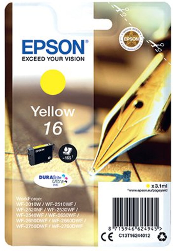 Office Monster | Epson Epson 16 Ink Cartridge DURABrite Ultra Pen/Crossword Yellow C13T16244012 Epson Epson 16 Ink Cartridge DURABrite Ultra Pen/Crossword Yellow C13T16244012