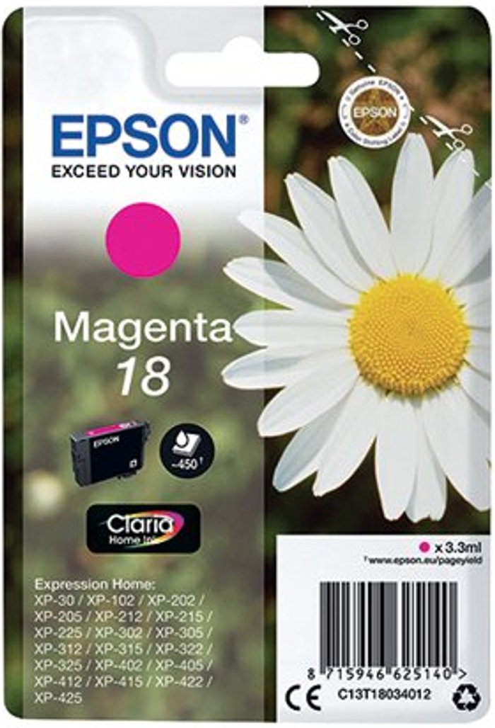 Office Monster | Epson Epson 18 Home Ink Cartridge Claria Daisy Magenta C13T18034012 Epson Epson 18 Home Ink Cartridge Claria Daisy Magenta C13T18034012