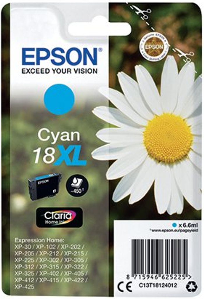 Office Monster | Epson Epson Singlepack Cyan 18XL Claria Home Ink Epson Epson Singlepack Cyan 18XL Claria Home Ink