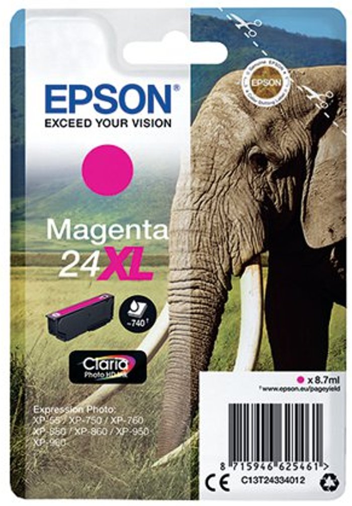 Office Monster | Epson EPSON 24XL Elephant Magenta Ink Cartridge Epson EPSON 24XL Elephant Magenta Ink Cartridge
