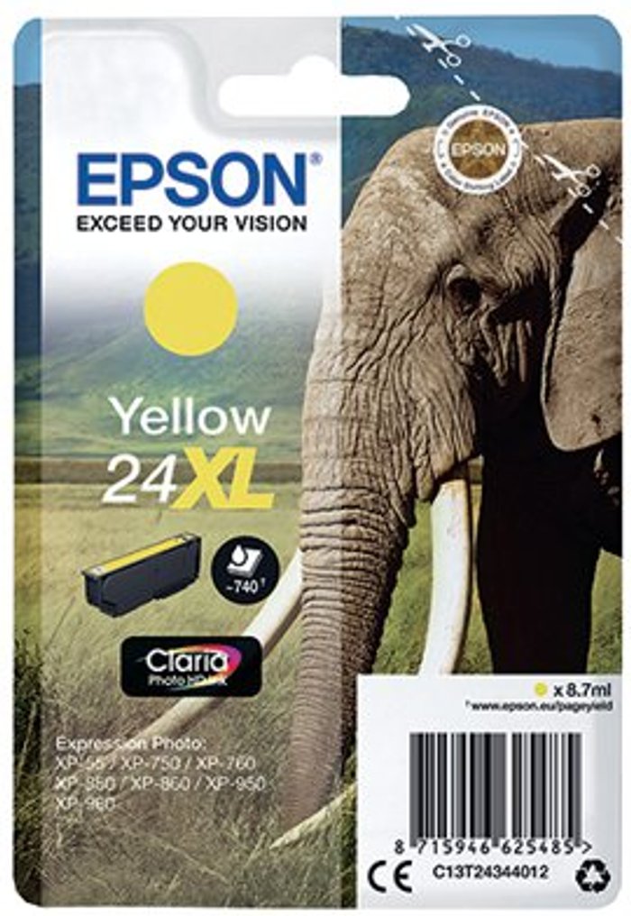 Office Monster | Epson EPSON Elephant 24XL Yellow Ink Cartridge Epson EPSON Elephant 24XL Yellow Ink Cartridge