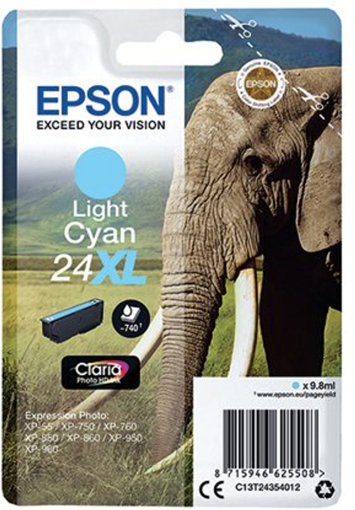 Office Monster | Epson EPSON Elephant 24XL Light Cyan Ink Cartridge Epson EPSON Elephant 24XL Light Cyan Ink Cartridge