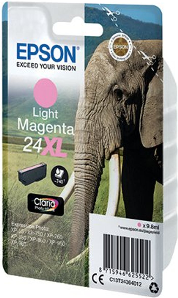 Office Monster | Epson EPSON Elephant 24XL Light Magenta Ink Cartridge Epson EPSON Elephant 24XL Light Magenta Ink Cartridge