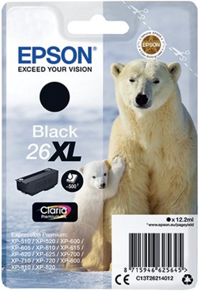 Office Monster | Epson EPSON Polar Bear T2621 XL Black Ink Cartridge Epson EPSON Polar Bear T2621 XL Black Ink Cartridge