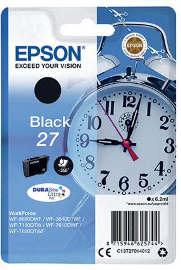 Office Monster | Epson Epson 27 Ink Cartridge DURABrite Ultra Alarm Clock Black C13T27014012 Epson Epson 27 Ink Cartridge DURABrite Ultra Alarm Clock Black C13T27014012