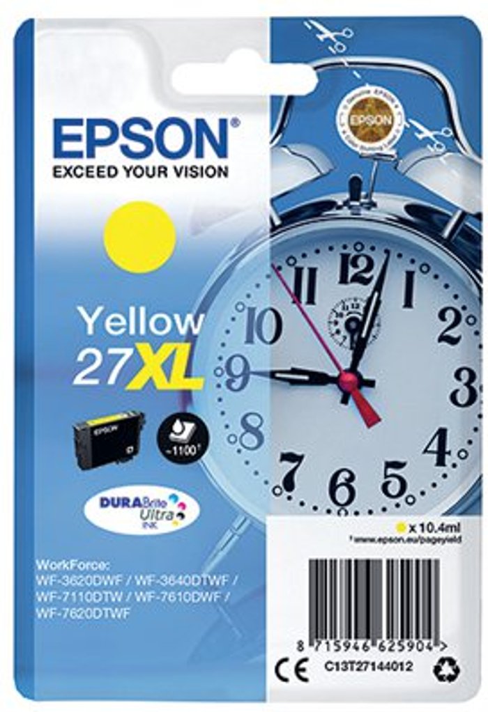 Office Monster | Epson Epson 27XL Ink Cartridge DURABrite Ultra High Yield Alarm Clock Yellow C13T27144012 Epson Epson 27XL Ink Cartridge DURABrite Ultra High Yield Alarm Clock Yellow C13T27144012