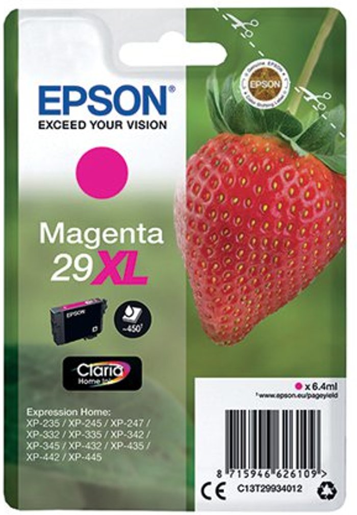 Office Monster | Epson Epson 29XL Home Ink Cartridge Claria High Yield Strawberry Magenta C13T29934012 Epson Epson 29XL Home Ink Cartridge Claria High Yield Strawberry Magenta C13T29934012