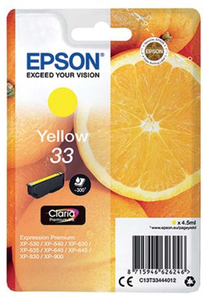 Office Monster | Epson EPSON No. 33 Oranges Yellow Ink Cartridge Epson EPSON No. 33 Oranges Yellow Ink Cartridge