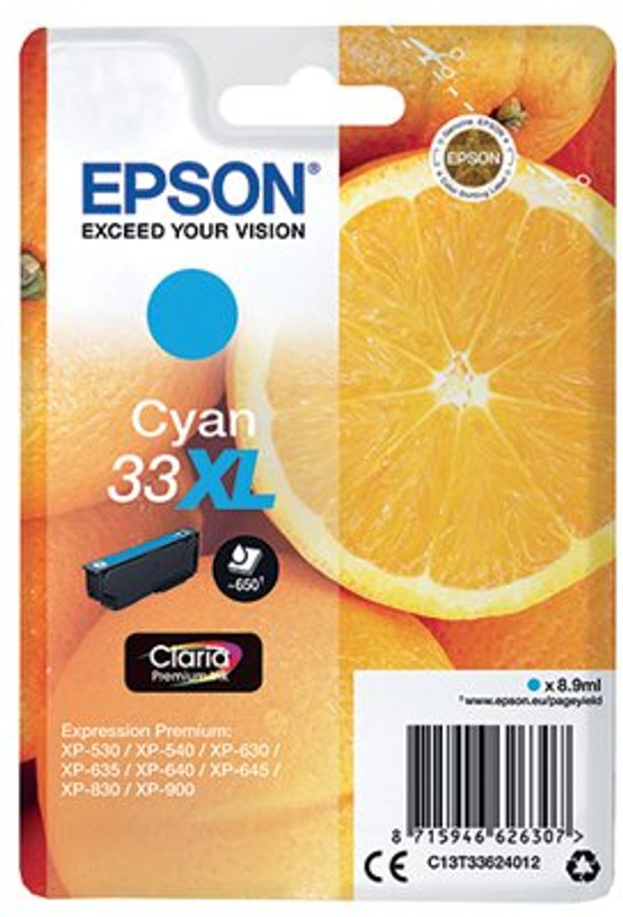 Office Monster | Epson EPSON No. 33 Oranges XL Cyan Ink Cartridge Epson EPSON No. 33 Oranges XL Cyan Ink Cartridge