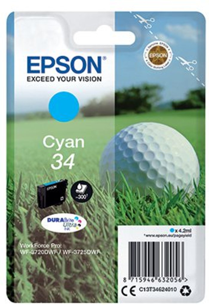 Office Monster | Epson EPSON Golf Ball 34 Cyan Ink Cartridge Epson EPSON Golf Ball 34 Cyan Ink Cartridge