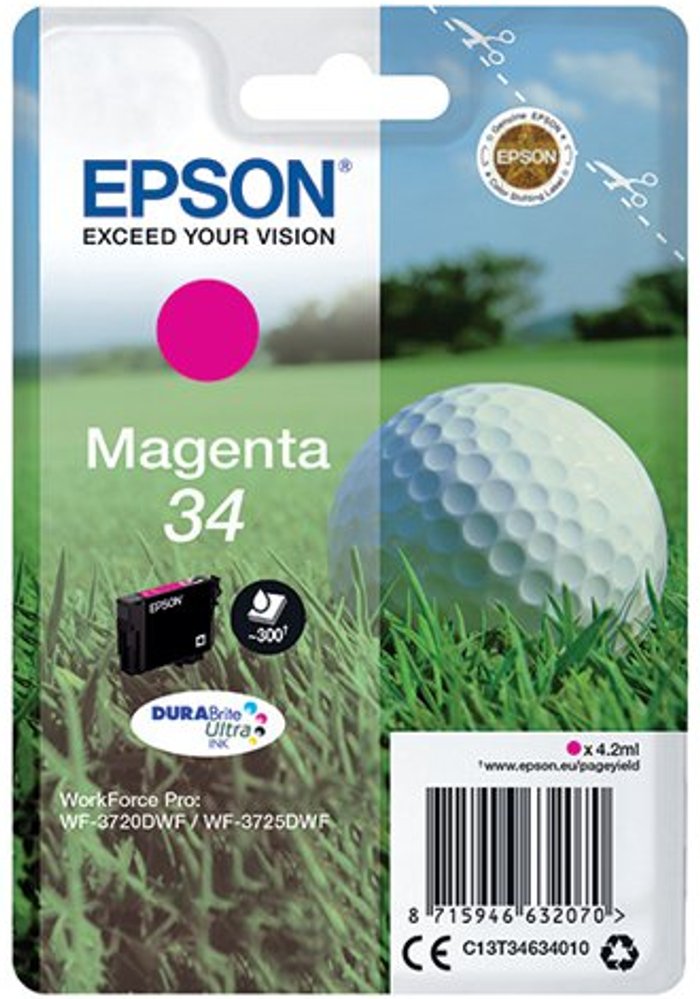 Office Monster | Epson Epson 34 Ink Cartridge DURABrite Ultra Golf Ball Magenta C13T34634010 Epson Epson 34 Ink Cartridge DURABrite Ultra Golf Ball Magenta C13T34634010