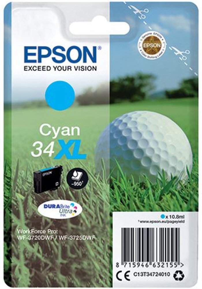 Office Monster | Epson Epson 34XL - XL - cyan - original - ink cartridge Epson Epson 34XL - XL - cyan - original - ink cartridge