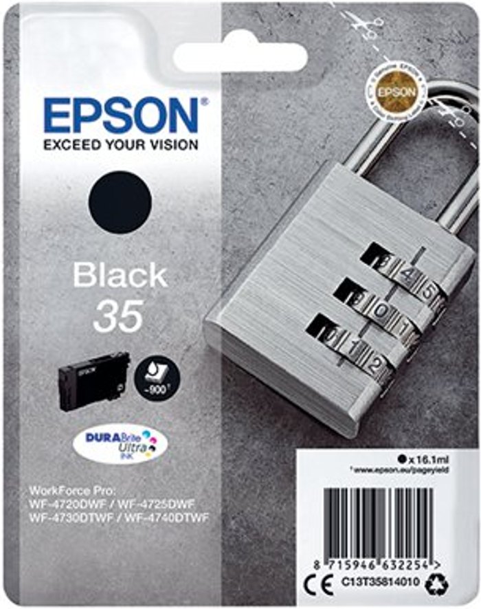 Office Monster | Epson Epson 35 Ink Cartridge DURABrite Ultra Padlock Black C13T35814010 Epson Epson 35 Ink Cartridge DURABrite Ultra Padlock Black C13T35814010