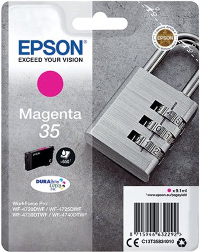 Office Monster | Epson Epson 35 Ink Cartridge DURABrite Ultra Padlock Magenta C13T35834010 Epson Epson 35 Ink Cartridge DURABrite Ultra Padlock Magenta C13T35834010