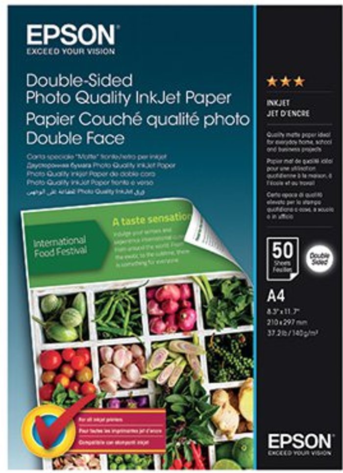 Office Monster | Epson Epson Double-sided Photo Quality Inkjet Paper A4 50 Sheets C13S400059 Epson Epson Double-sided Photo Quality Inkjet Paper A4 50 Sheets C13S400059