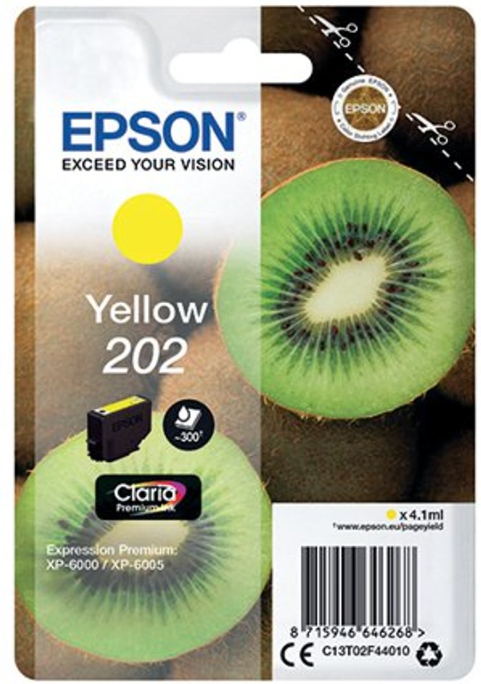 Office Monster | Epson Epson 202 Yellow Inkjet Cartridge C13T02F44010 Epson Epson 202 Yellow Inkjet Cartridge C13T02F44010