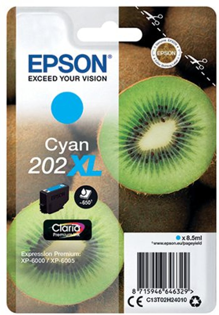 Office Monster | Epson Epson 202XL - high capacity - cyan - original - ink cartridge Epson Epson 202XL - high capacity - cyan - original - ink cartridge